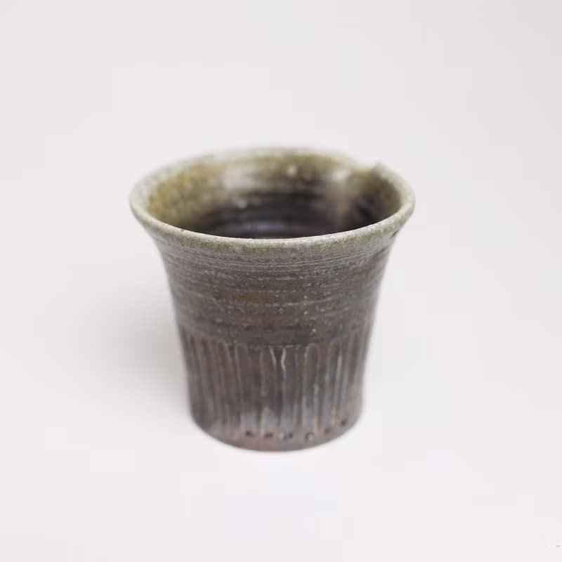 明芽窯 l 柴燒無釉刀紋茶海 公道杯 原色 落灰 茶具 陶器 H7