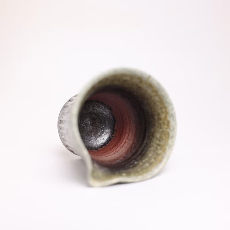 明芽窯 l 柴燒無釉刀紋茶海 公道杯 原色 落灰 茶具 陶器 H7