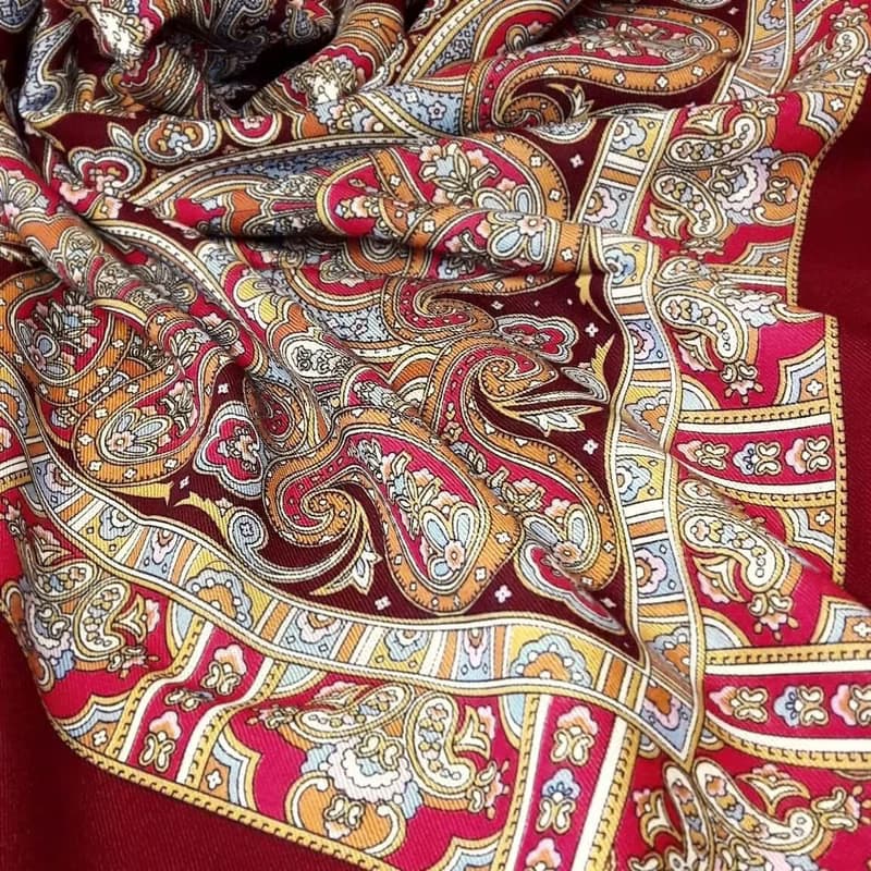 Pavlovo Posad Russian Shawl 100% Wool Scarf 125x125 cm Wrap Silk Fringe 1581-7
