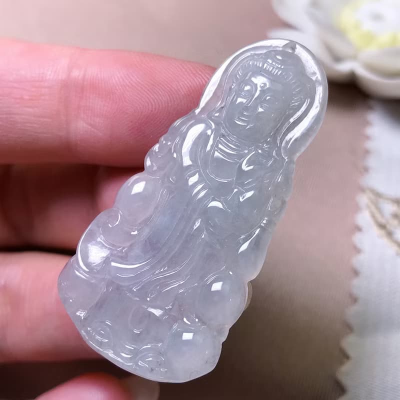 冰種翡翠觀音菩薩 | 天然緬甸玉A貨翡翠 | 送禮