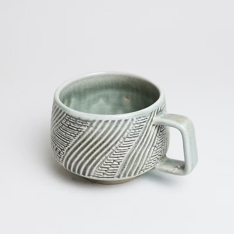 明芽窯 l 柴燒青瓷細紋把杯 咖啡杯 茶杯 水杯 陶藝品 H