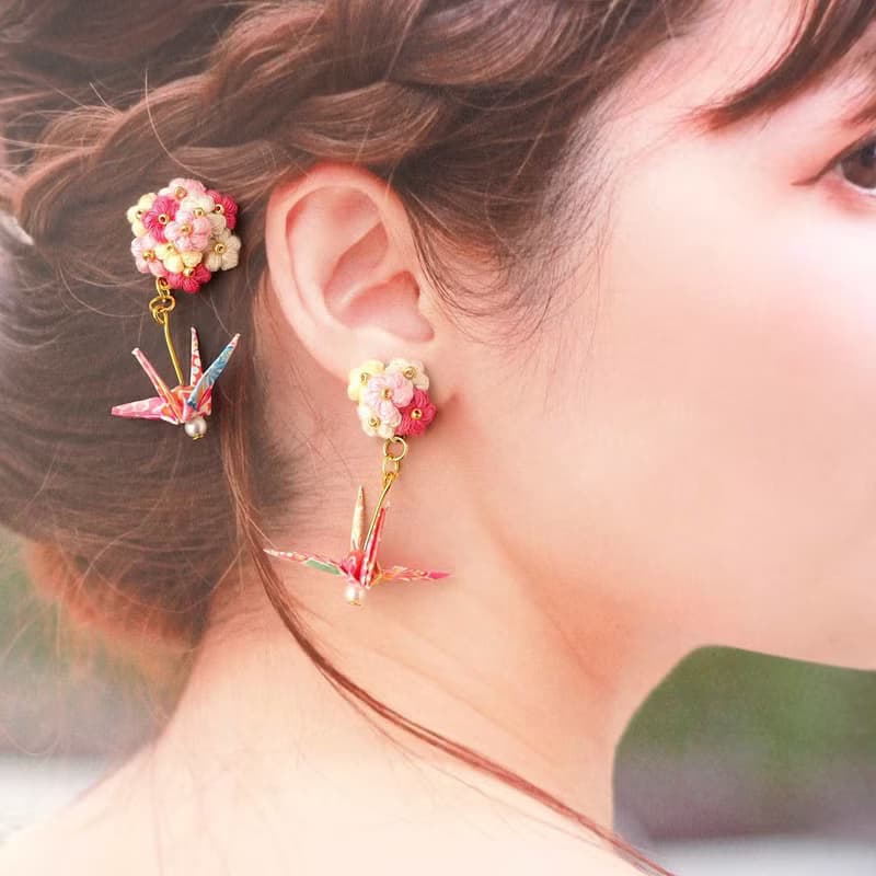 【耳環/耳夾】鉤針花束/微型/摺紙