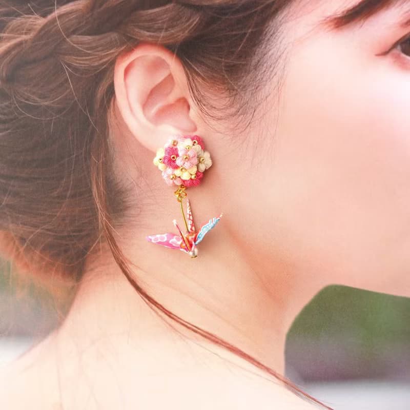 【耳環/耳夾】鉤針花束/微型/摺紙