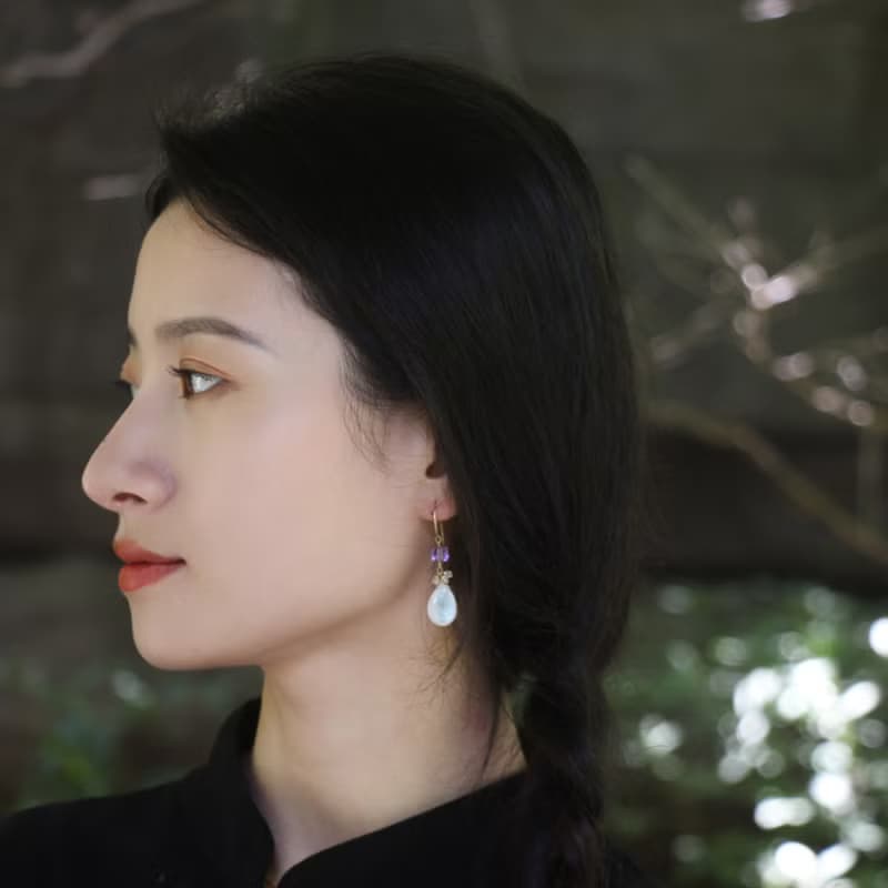 月光石套裝 14kgf 天然大顆粒水滴月光石耳環項鏈
