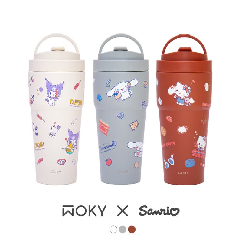 【WOKY X 三麗鷗】 酷洛米/大耳狗/Kitty聯名 渾圓杯770ml-附吸管