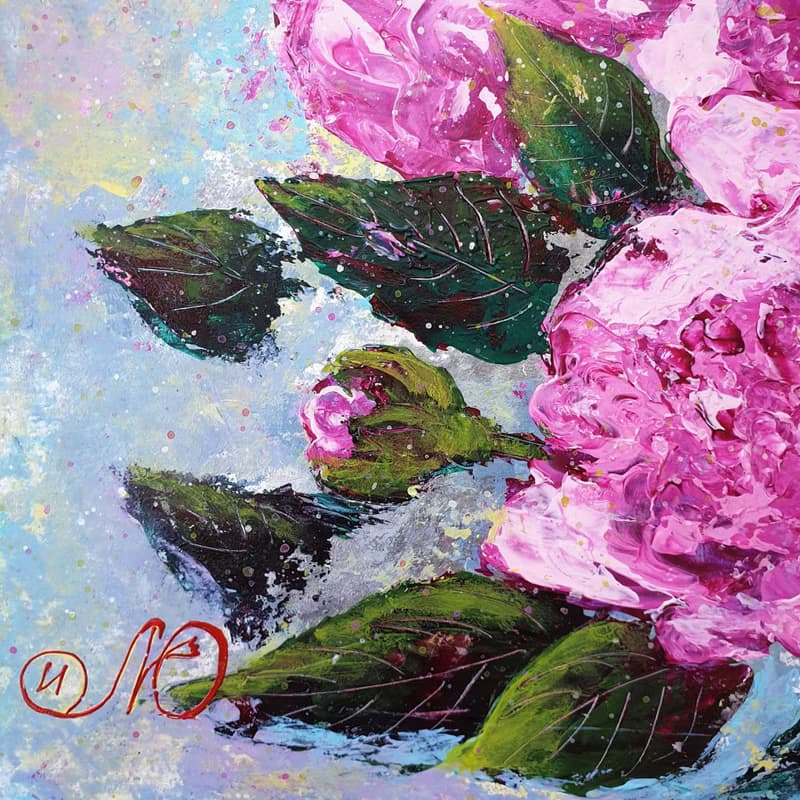 Rose Painting Bouquet Original Art Floral Wall Art Pink Flower Acrylic Painting