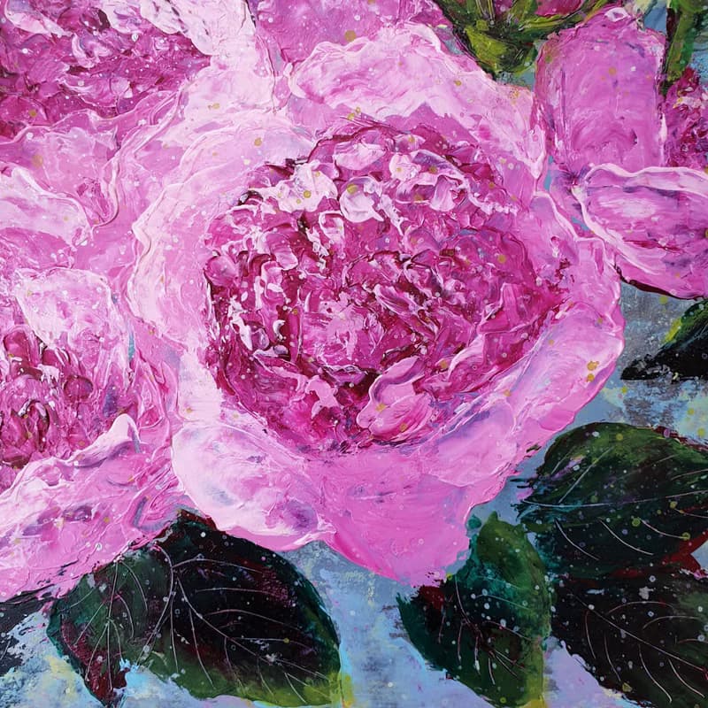 Rose Painting Bouquet Original Art Floral Wall Art Pink Flower Acrylic Painting