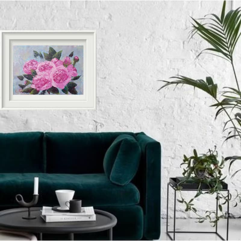 Rose Painting Bouquet Original Art Floral Wall Art Pink Flower Acrylic Painting
