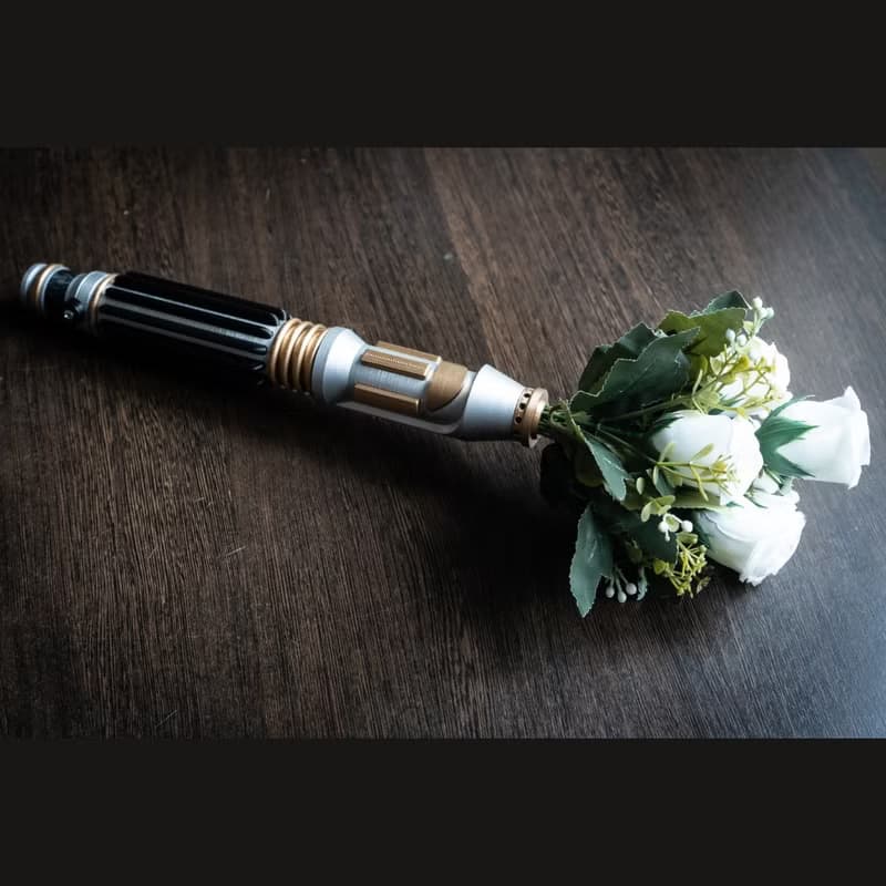 Star Wars Inspired Bridal Bouquet Holder | Wedding Bouquet Mace Windu Lightsaber