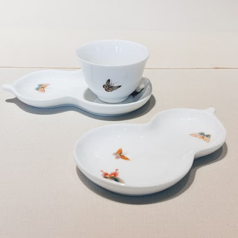 自慢監製 不言美器 釉中彩 葫蘆 杯托