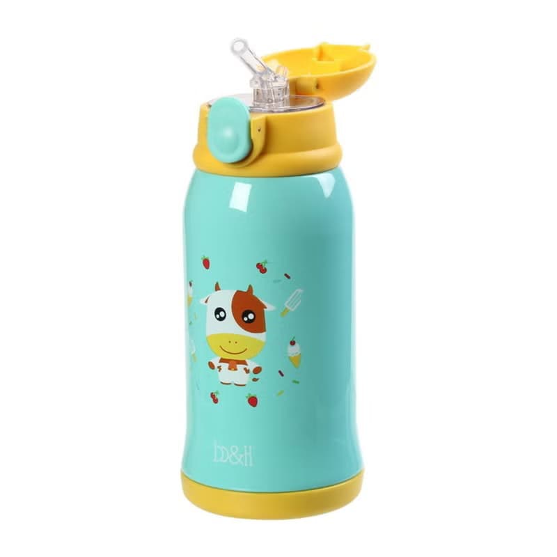 b&h 兒童不銹鋼雙層真空冷暖保溫水壺 500ml (小牛) 禮盒套裝