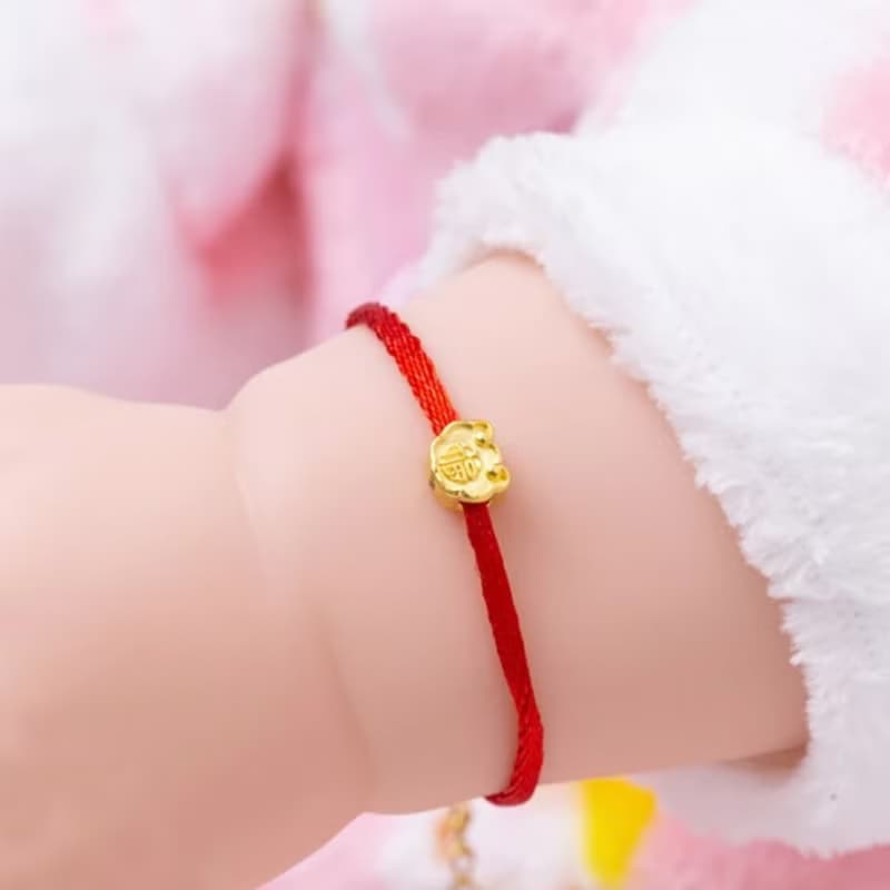 【童樂繪金飾】7選1 parents-kids line小晴天親子紅繩(彌月金飾)