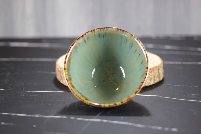 【母親節禮物】綠瀑 天目釉茶杯 茶碗 鶯歌陶藝名家葉敏祥作品