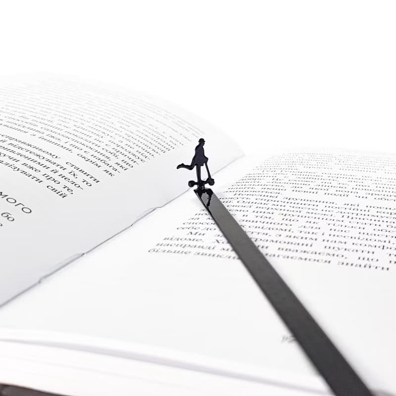 Skater Gentleman Metal Bookmark – Minimalist Silhouette Design