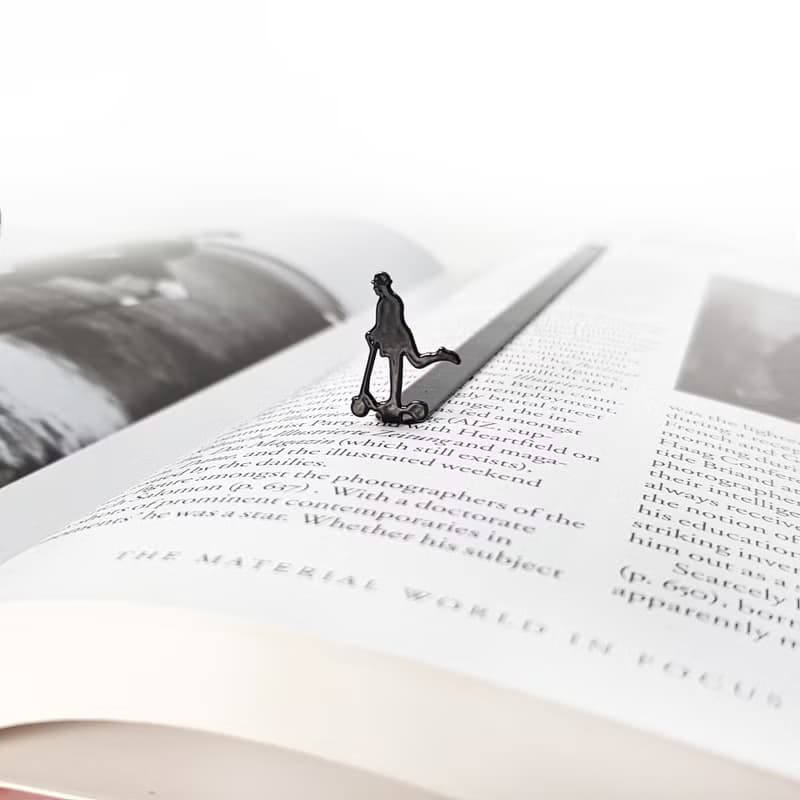 Skater Gentleman Metal Bookmark – Minimalist Silhouette Design