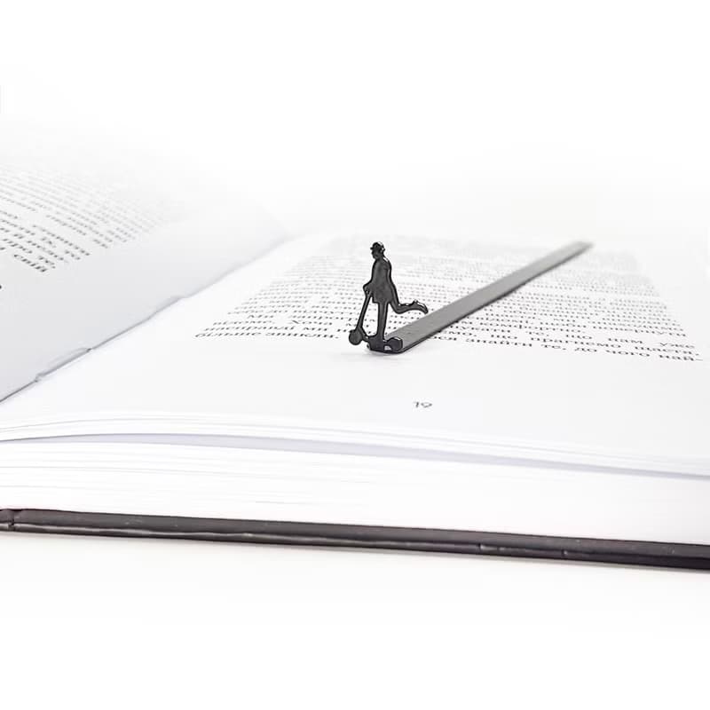 Skater Gentleman Metal Bookmark – Minimalist Silhouette Design