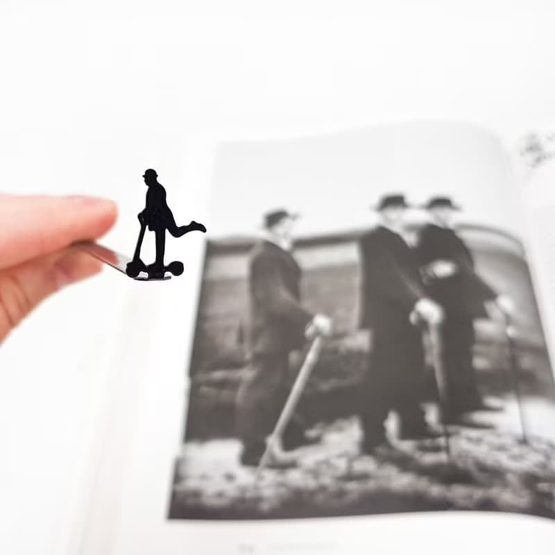 Skater Gentleman Metal Bookmark – Minimalist Silhouette Design