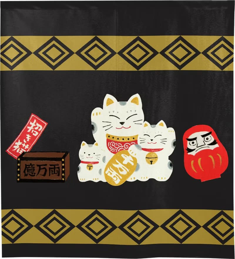 【預訂】日本製招財貓達磨 90cm 門簾