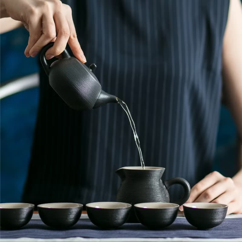 陸寶LOHAS 旋轉壺功夫茶組 1壺1海6杯 旋紋線條 茶具組