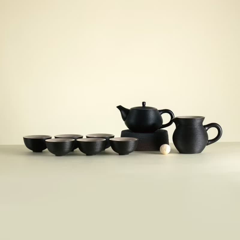 陸寶LOHAS 旋轉壺功夫茶組 1壺1海6杯 旋紋線條 茶具組