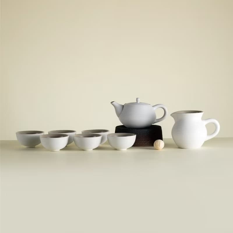 陸寶LOHAS 旋轉壺功夫茶組 1壺1海6杯 旋紋線條 茶具組