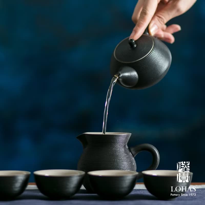 陸寶LOHAS 旋轉壺功夫茶組 1壺1海6杯 旋紋線條 茶具組