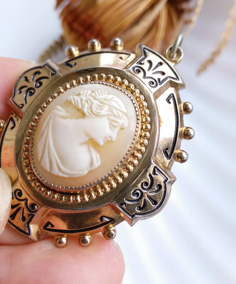 【西洋古董飾品 】古典 Cameo 貝雕 仕女 項鍊墜