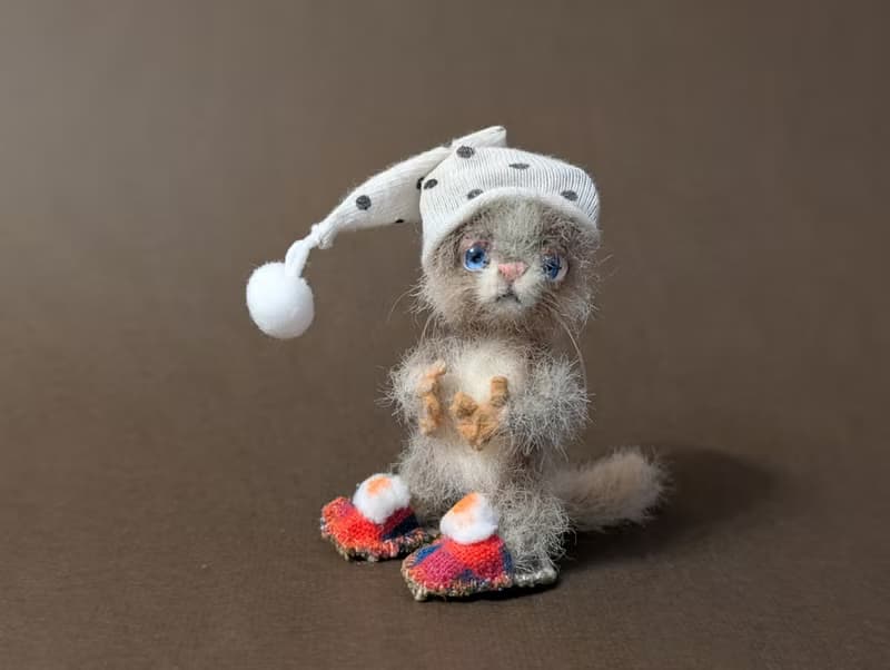 Kitten Peak. 6 cm.Crocheted miniature