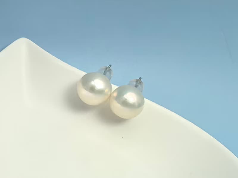素耳釘 天然淡水珍珠 大珍珠 純銀 耳釘 耳環 簡約