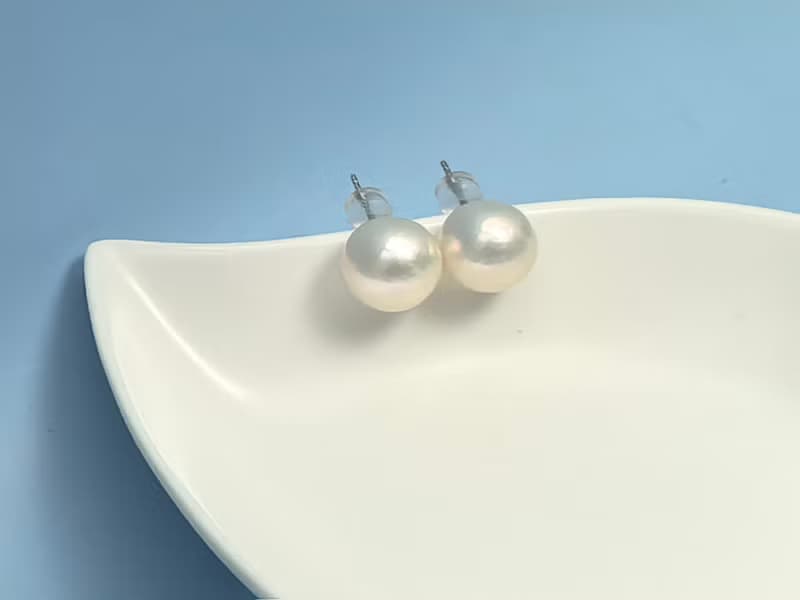 素耳釘 天然淡水珍珠 大珍珠 純銀 耳釘 耳環 簡約