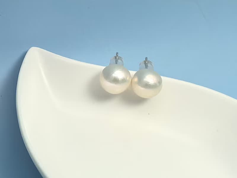 素耳釘 天然淡水珍珠 大珍珠 純銀 耳釘 耳環 簡約