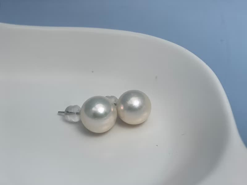素耳釘 天然淡水珍珠 大珍珠 純銀 耳釘 耳環 簡約