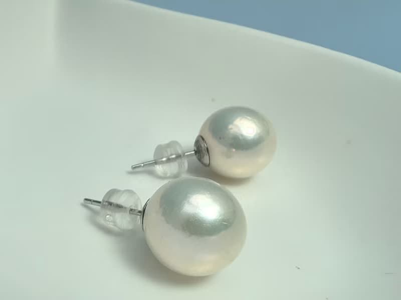 素耳釘 天然淡水珍珠 大珍珠 純銀 耳釘 耳環 簡約