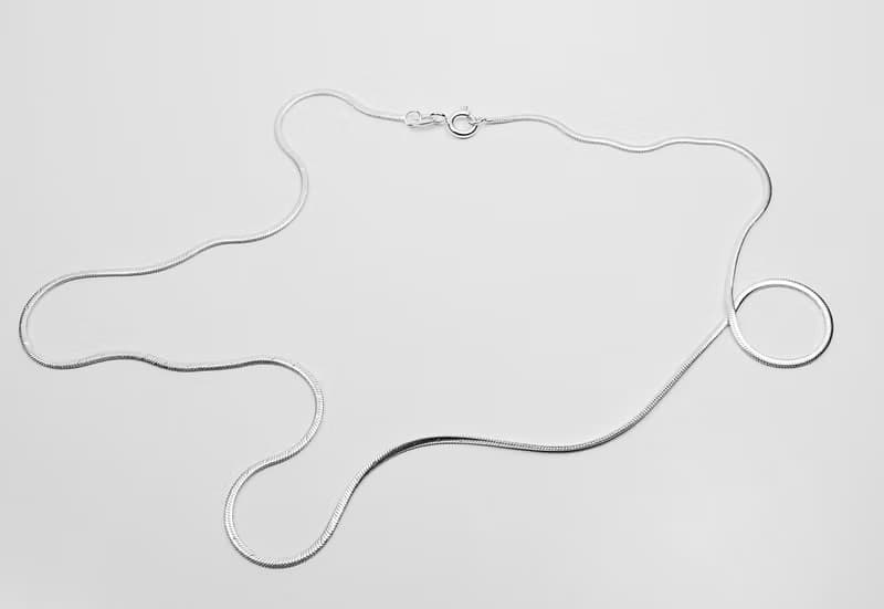 極簡(細)扁花紋蛇骨925純銀鎖骨裸鍊/素鍊/蛇鍊/ 寬1.5mm