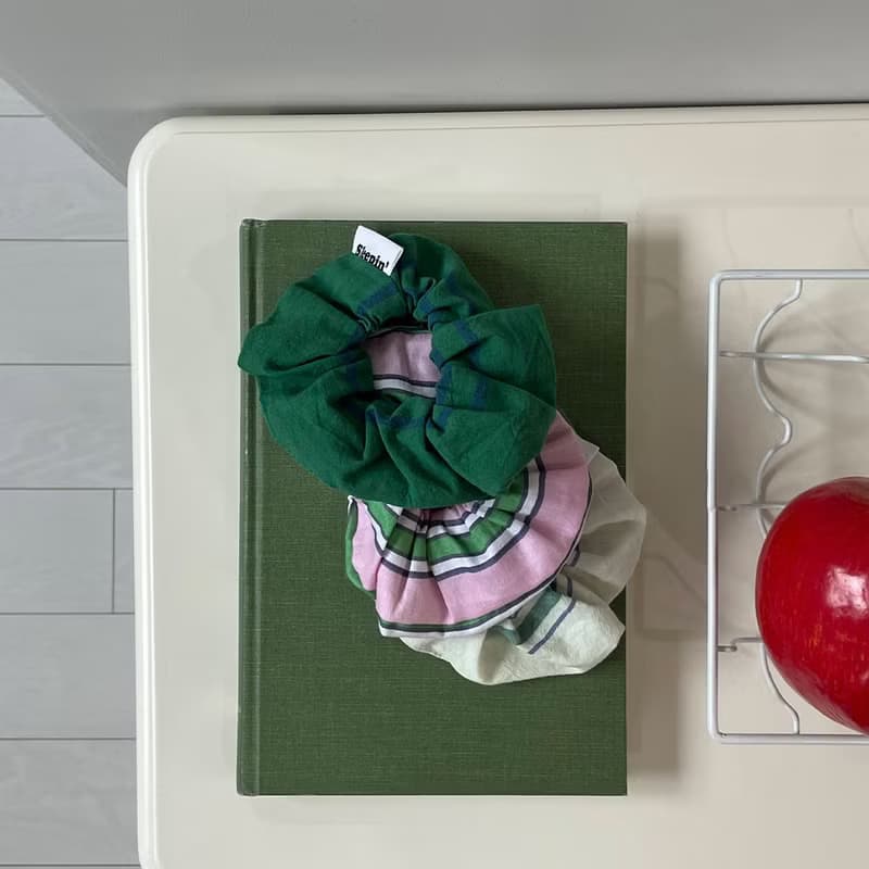 Green hair scrunchie