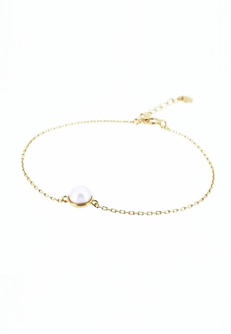 半圓托正圓珍珠925純銀手鍊 (銀/玫瑰金/18K金) | 珍珠系列