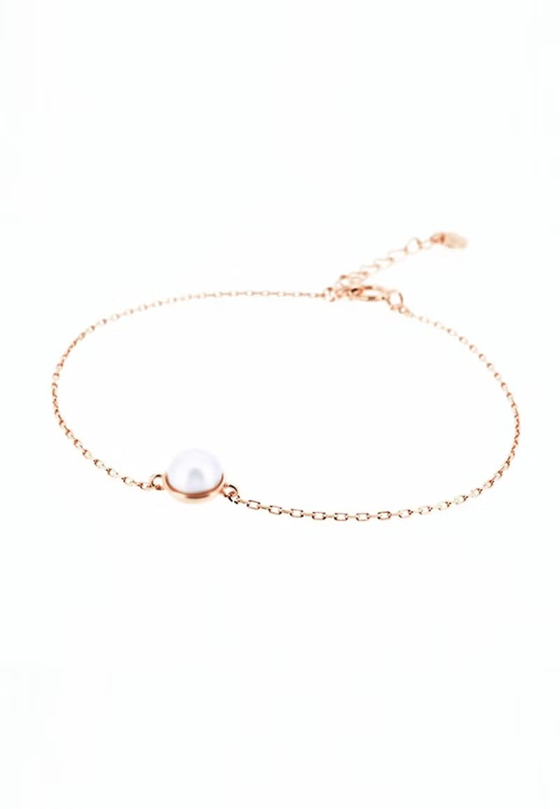 半圓托正圓珍珠925純銀手鍊 (銀/玫瑰金/18K金) | 珍珠系列