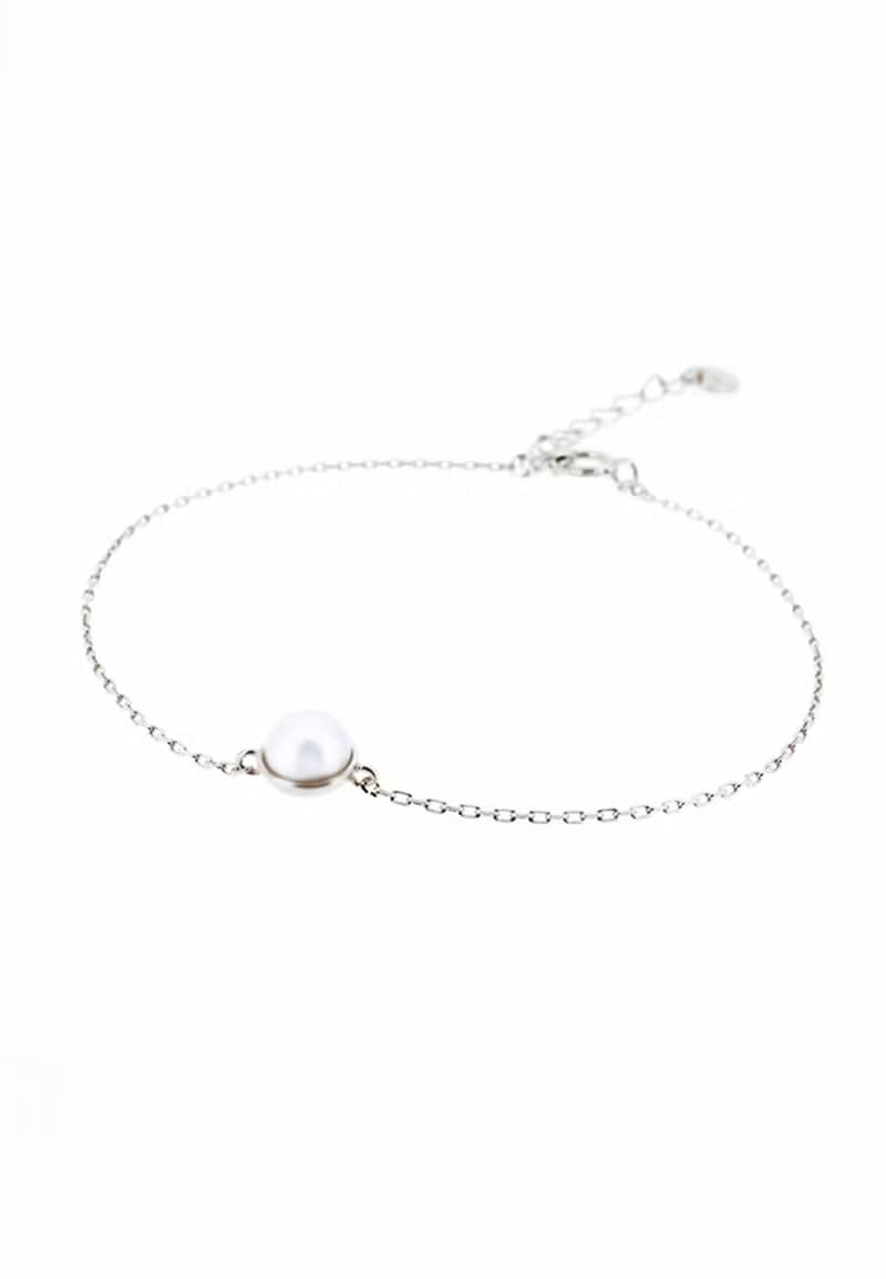 半圓托正圓珍珠925純銀手鍊 (銀/玫瑰金/18K金) | 珍珠系列