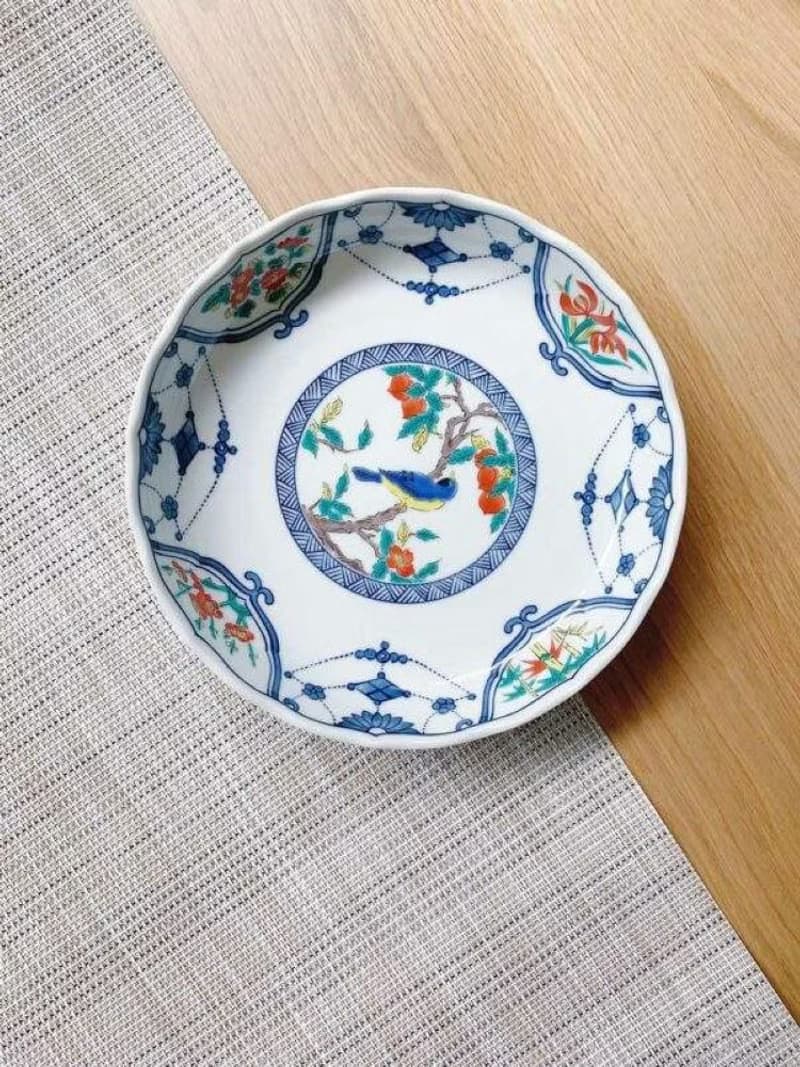 【喬遷禮物】瓔珞紋花鳥圓盤 /九谷青郊窯