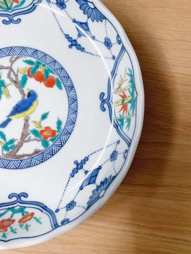 【喬遷禮物】瓔珞紋花鳥圓盤 /九谷青郊窯