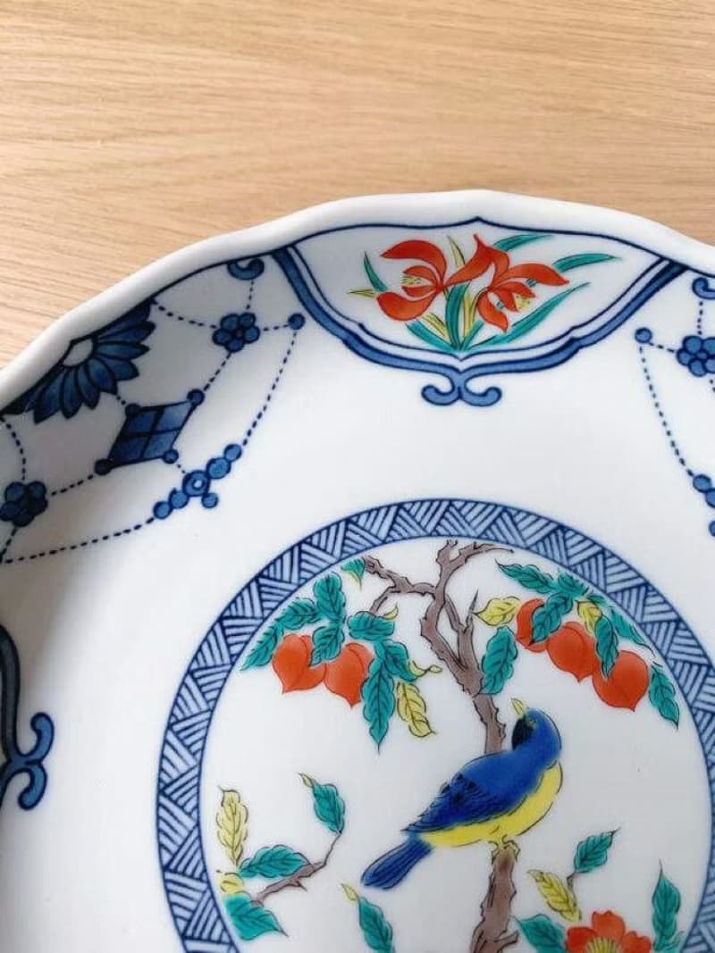 【喬遷禮物】瓔珞紋花鳥圓盤 /九谷青郊窯
