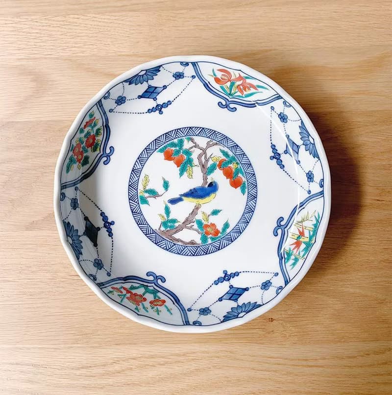 【喬遷禮物】瓔珞紋花鳥圓盤 /九谷青郊窯