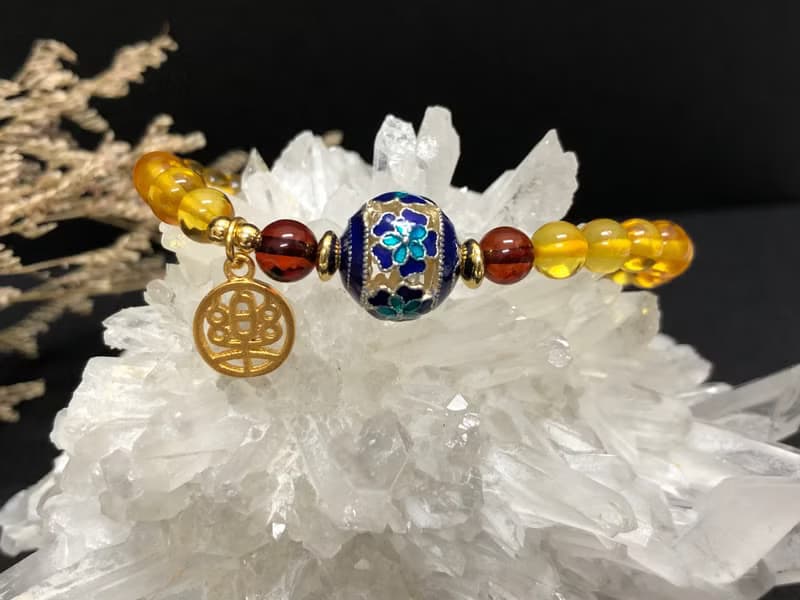 快速出貨天然琥珀手鍊 景泰藍手鏈 砂金配件手鍊