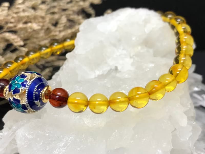 快速出貨天然琥珀手鍊 景泰藍手鏈 砂金配件手鍊