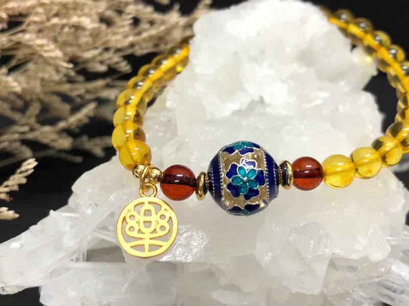 快速出貨天然琥珀手鍊 景泰藍手鏈 砂金配件手鍊