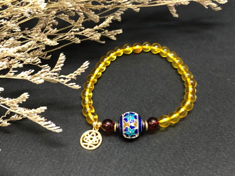 快速出貨天然琥珀手鍊 景泰藍手鏈 砂金配件手鍊