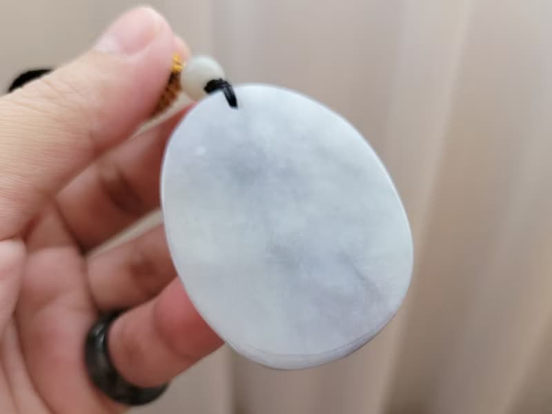 【親翠】天然翡翠 冰微帶底色厚實三太子調整式繩鏈 佛系