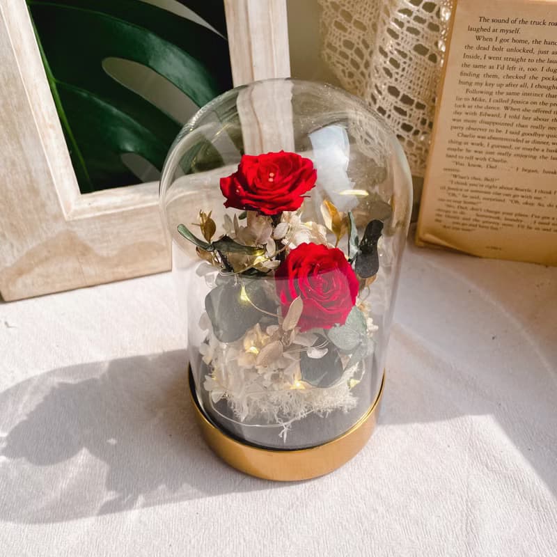 不凋花/永生花 Led發光鐘罩 喬遷禮物 開幕禮物 情人節禮物
