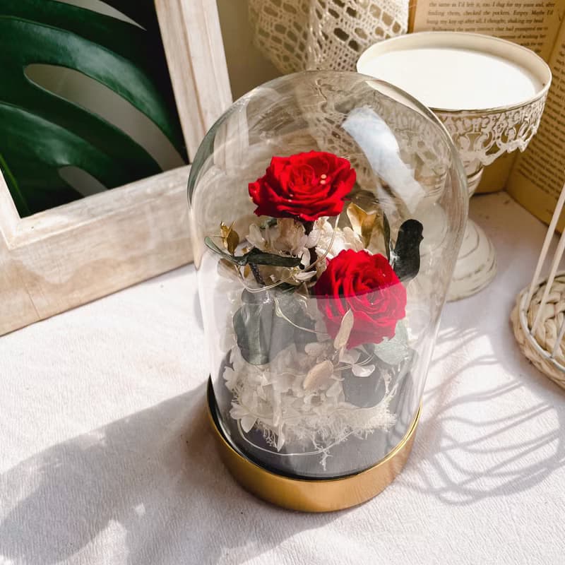 不凋花/永生花 Led發光鐘罩 喬遷禮物 開幕禮物 情人節禮物