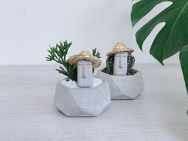 【24H寄出.療癒系聖誕交換禮物】摩艾多肉鑽石水泥盆栽